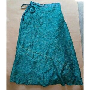 Kariza OSFM 100% Silk Wrap Maxi Skirt Reversible Boho Festival Hippie